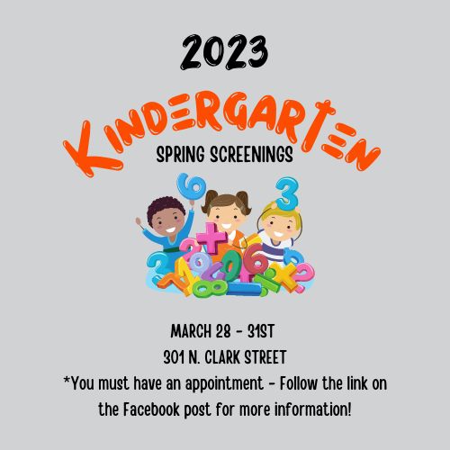 Kindergarten screenings are set for March 28th - 31st