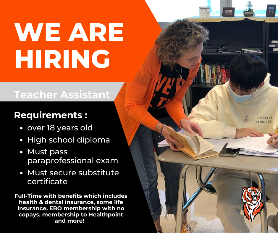 We're hiring for teacher assistants and more! 