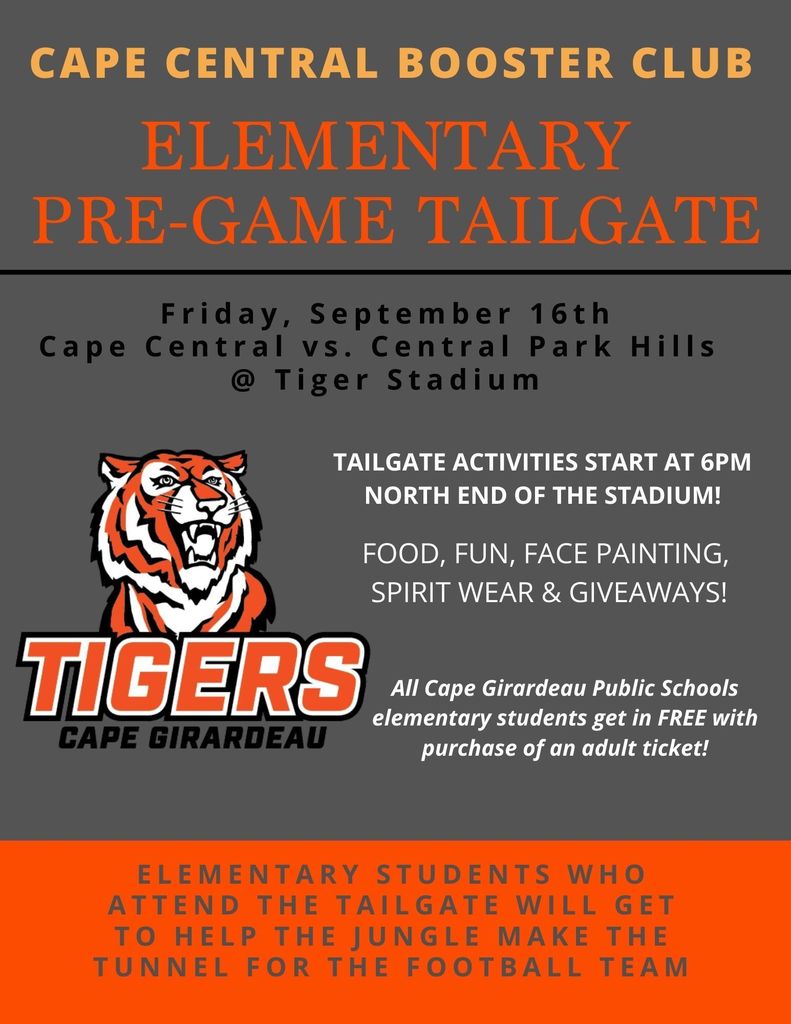 Elementary Tiger Tailgate September 16th