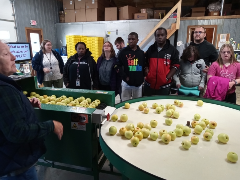 students watching apple processing