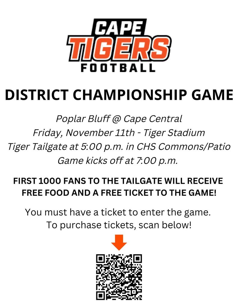TIGER TAILGATE FRIDAY, 11/11 AT 5PM