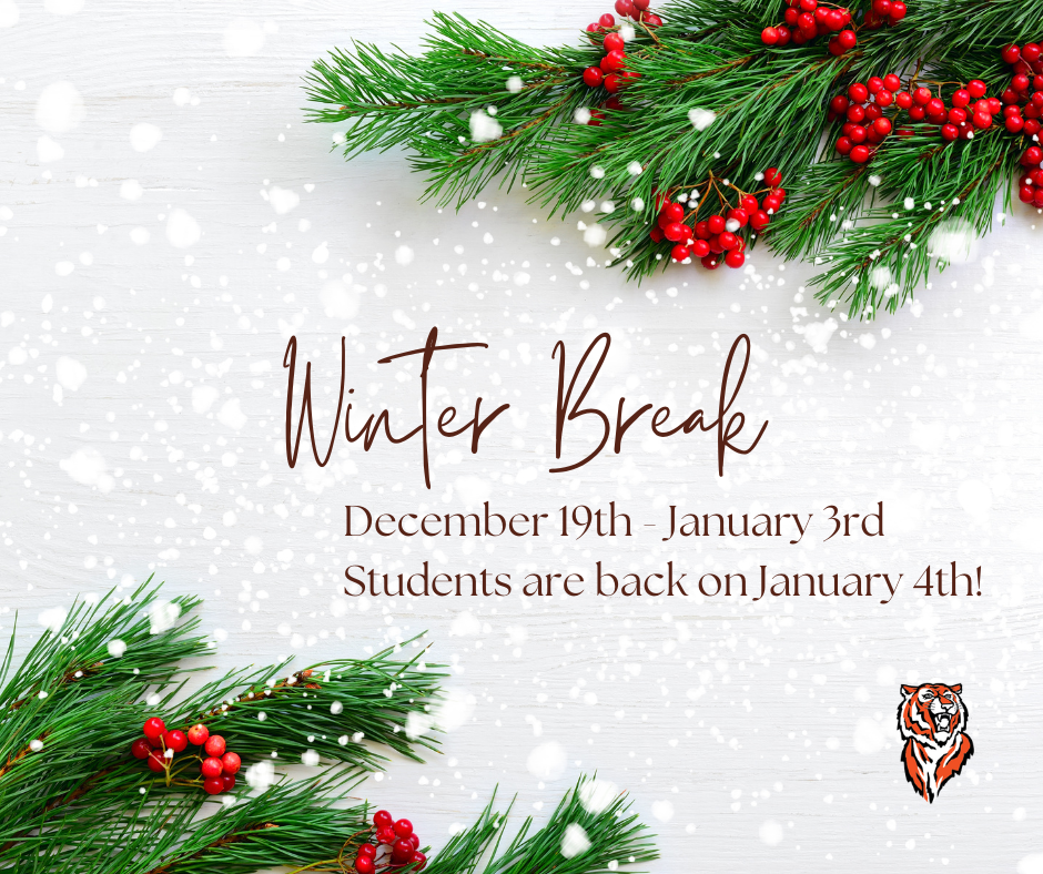 Winter break is December 19th through January 3rd. 