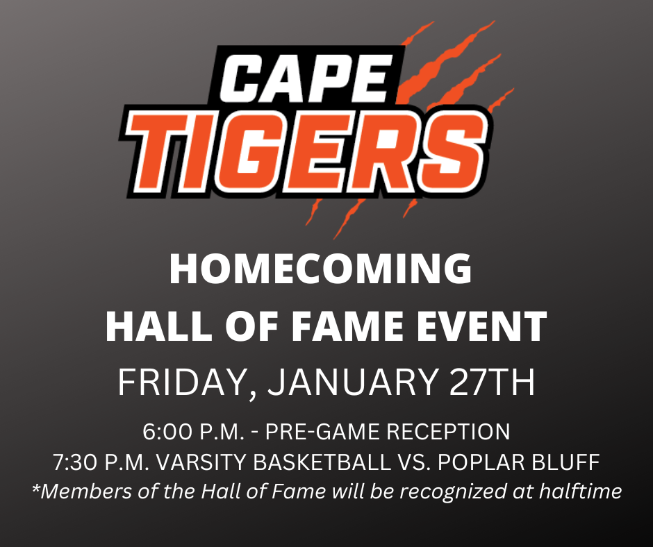 Hall of Fame members will be recognized at halftime of Homecoming on January 27th