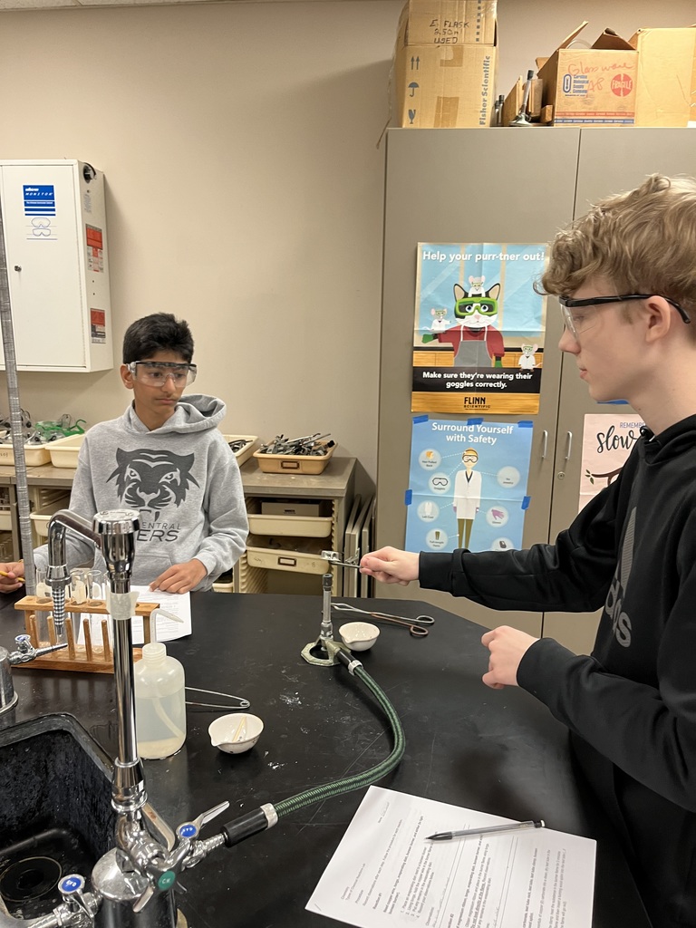 Students conduct Chemistry lab.