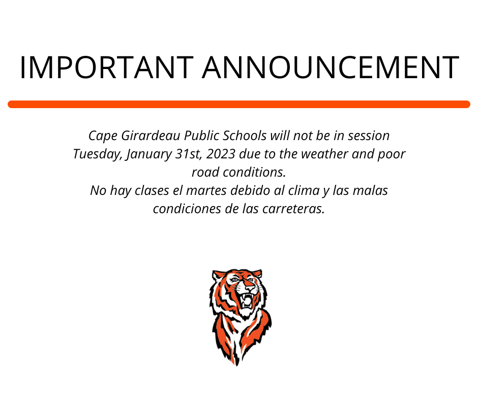 No school January 31, 2023 due to poor road conditions.