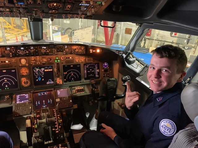 Cadets got to sit in the cockpit. 