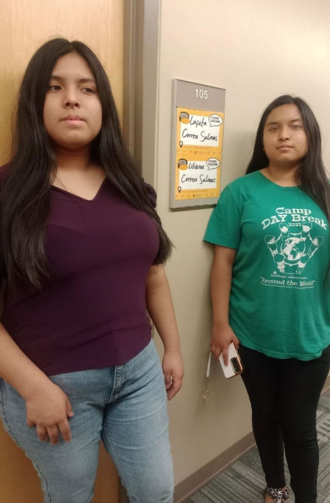 Liliana Correa Salinas and Lupita Correa Salinas are pictured standing in front of their dorm room at MIZZOU